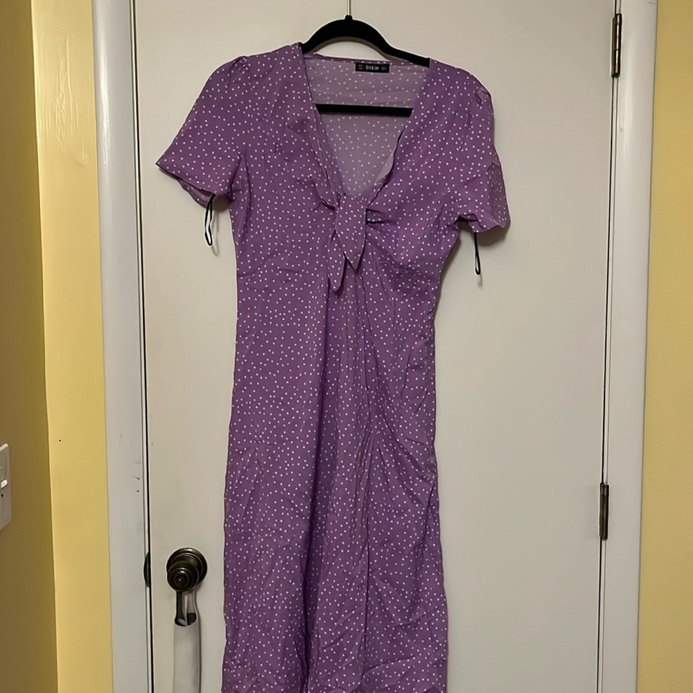 Shein purple polka dot dress!